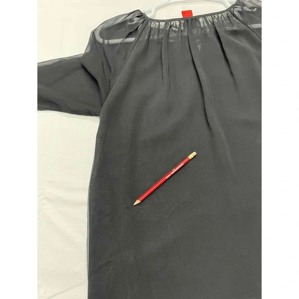 V Cristina Black‎ Sheer Paisley Embroidered Tunic Long Sleeve Top Womens XL - Picture 6 of 11